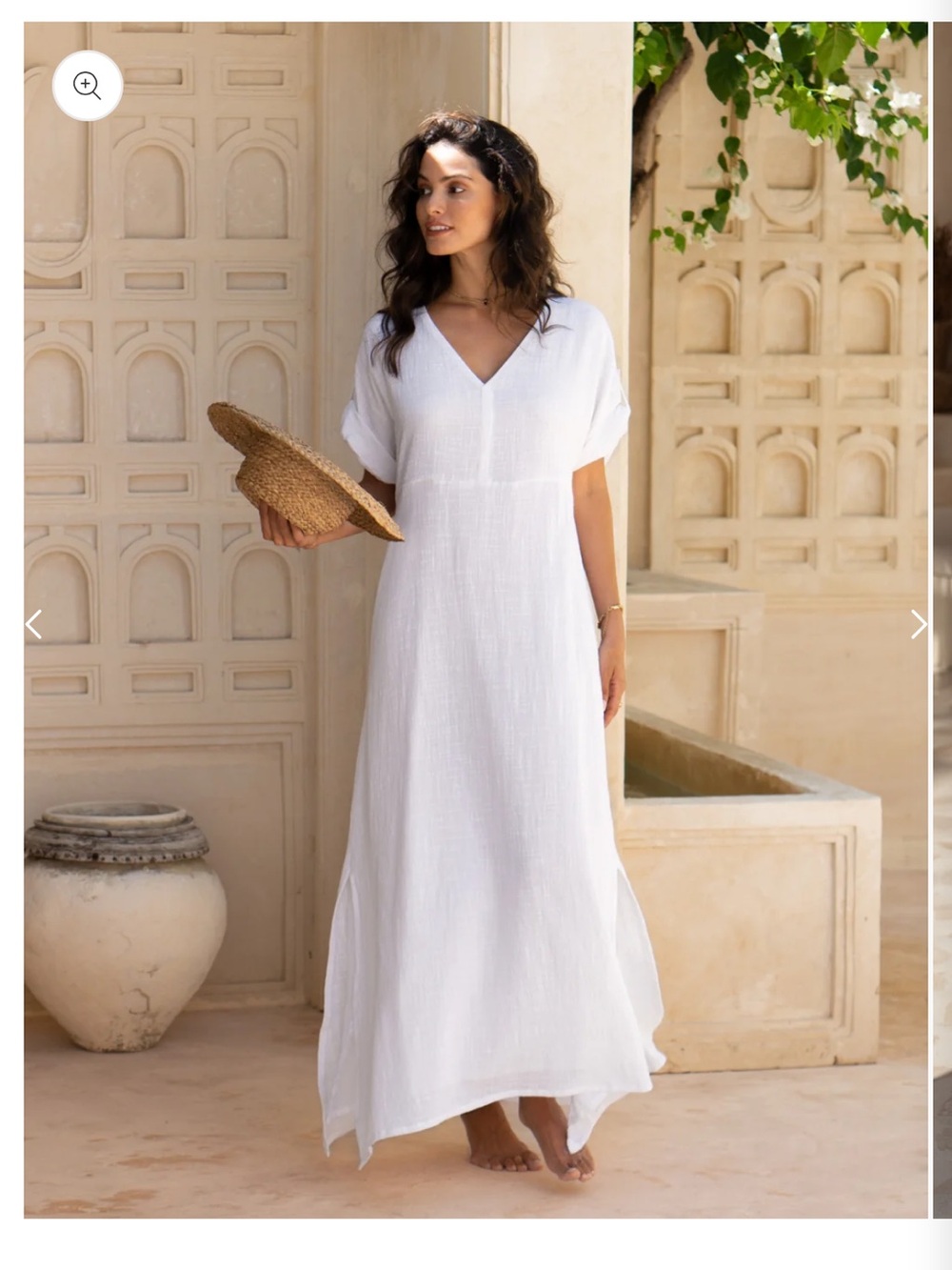 Nomad the Label Lightweight White V-Neck Midi Dress